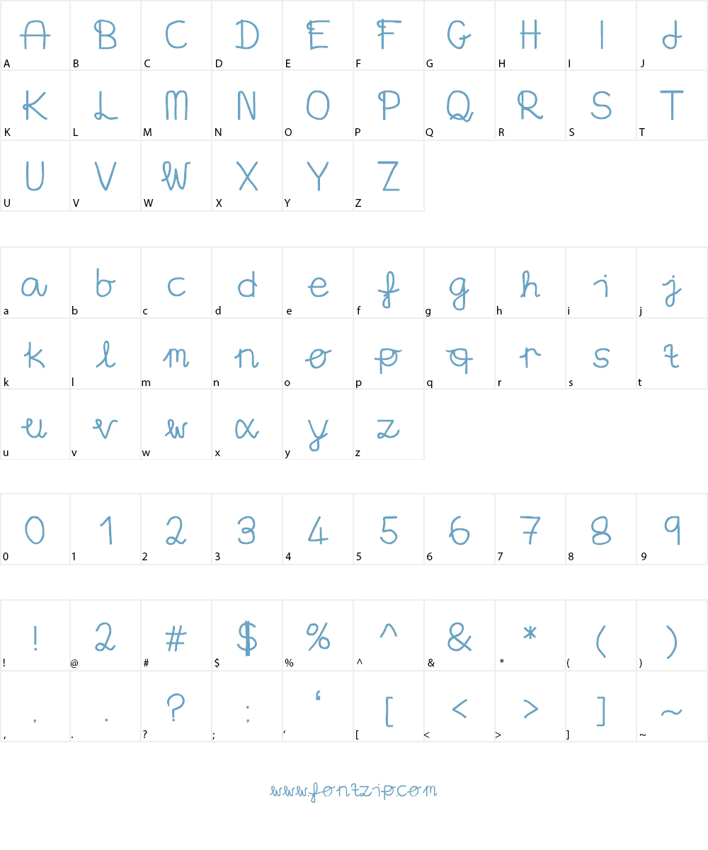 Aaron's Handwriting Font Character